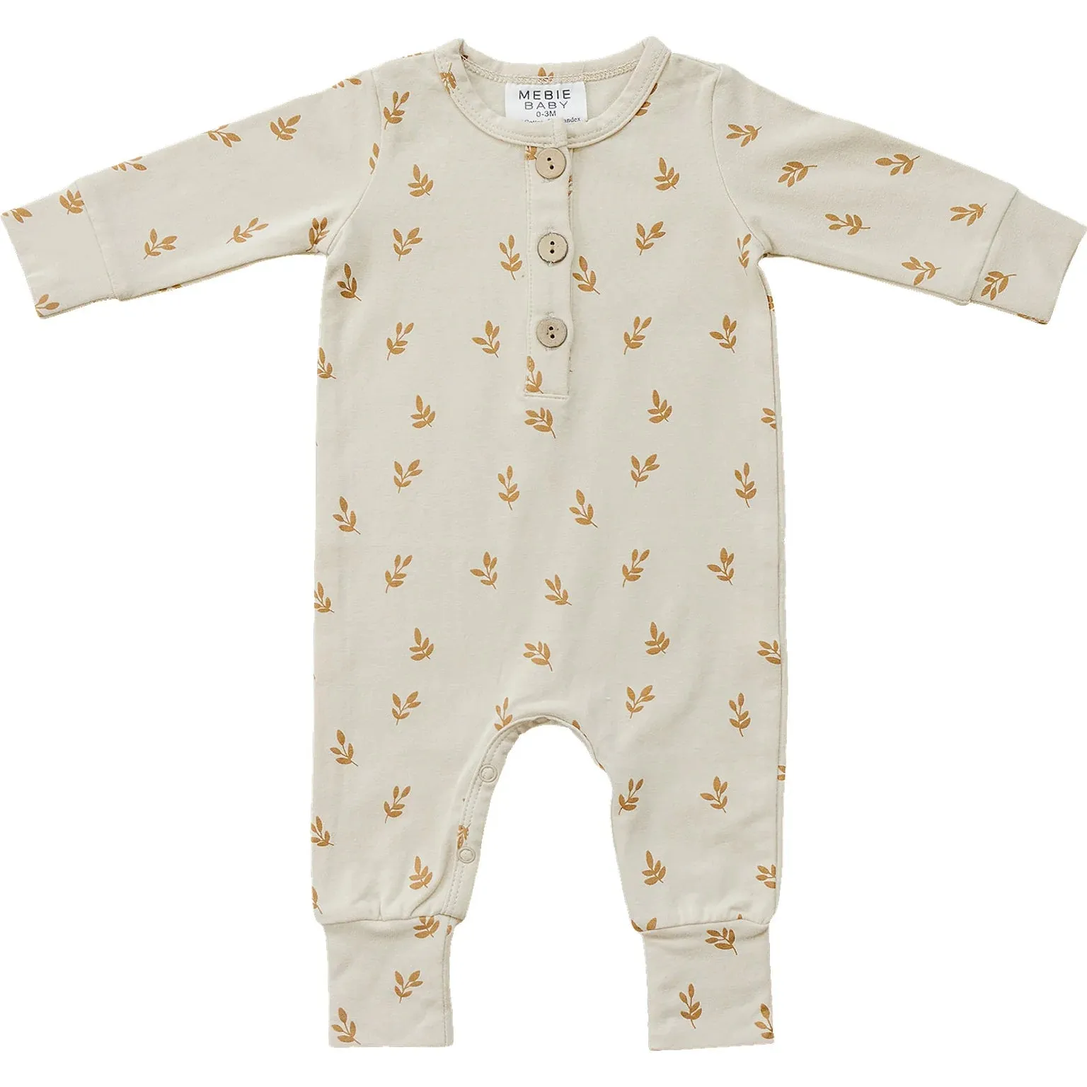 Mebie Baby Vines Long Sleeve Button Romper