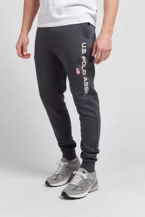 Mens Block Flag Graphic Joggers in Ebony