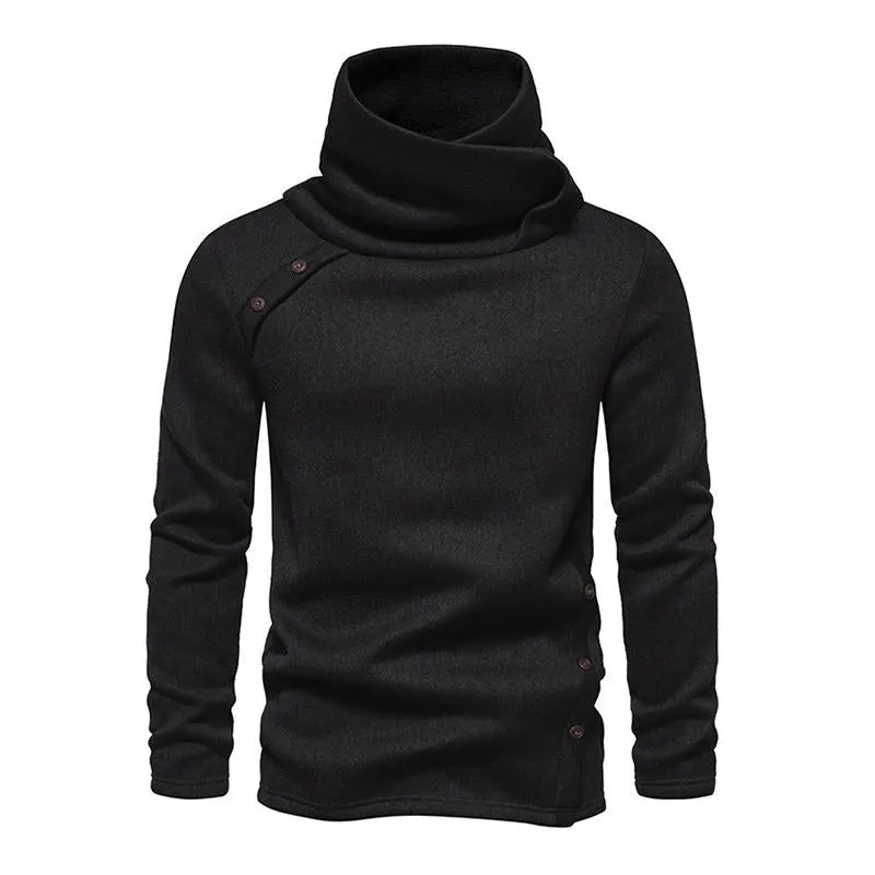 Men's Casual Pile Collar Warm Long Sleeve Pullover Sweatshirt 31492774M