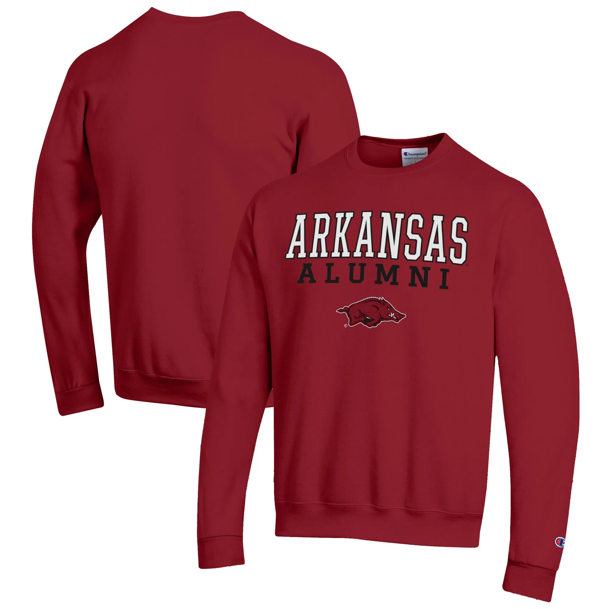 Men's Champion  Cardinal Arkansas Razorbacks Alumni Logo Pullover Sweatshirt