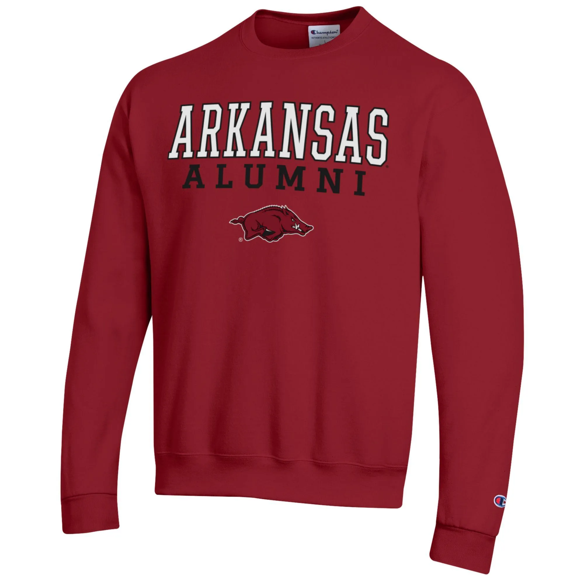 Men's Champion  Cardinal Arkansas Razorbacks Alumni Logo Pullover Sweatshirt