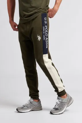 Mens Sports Panelled Joggers in Forest Night