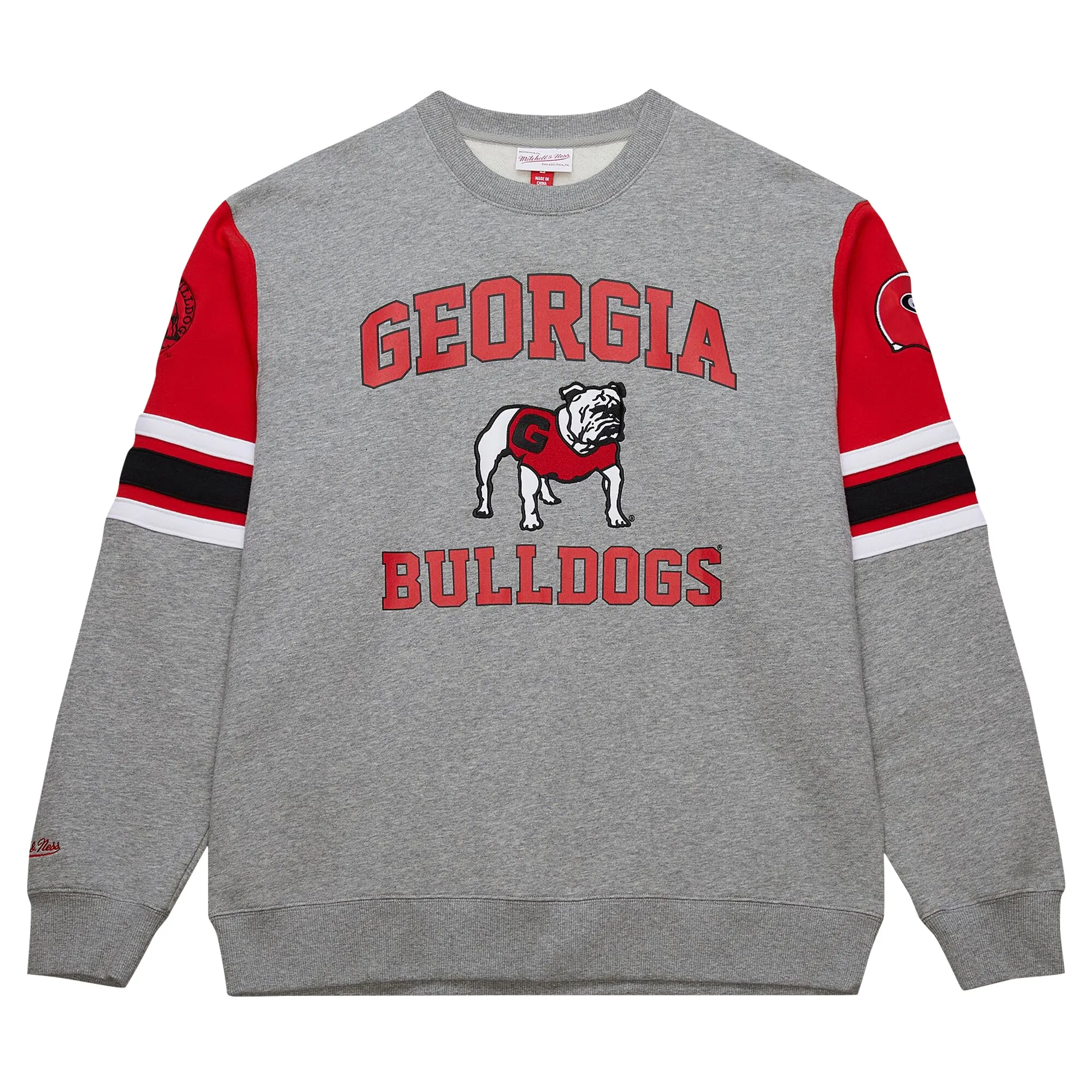 Men's Mitchell & Ness Grey Heather Georgia Bulldogs Throwback Allover 4.0 Pullover Sweatshirt