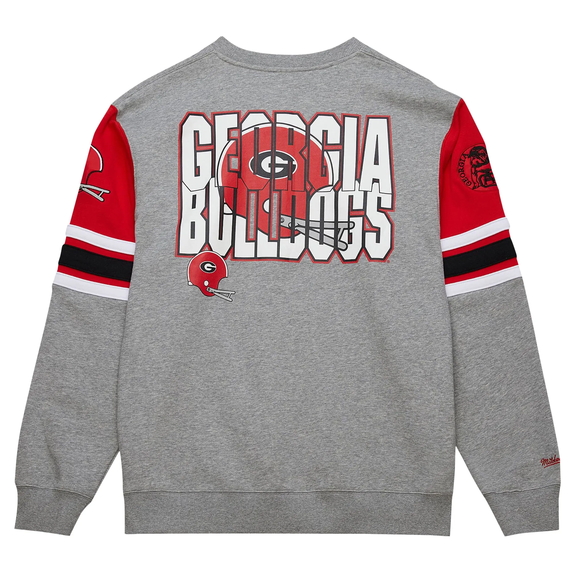 Men's Mitchell & Ness Grey Heather Georgia Bulldogs Throwback Allover 4.0 Pullover Sweatshirt