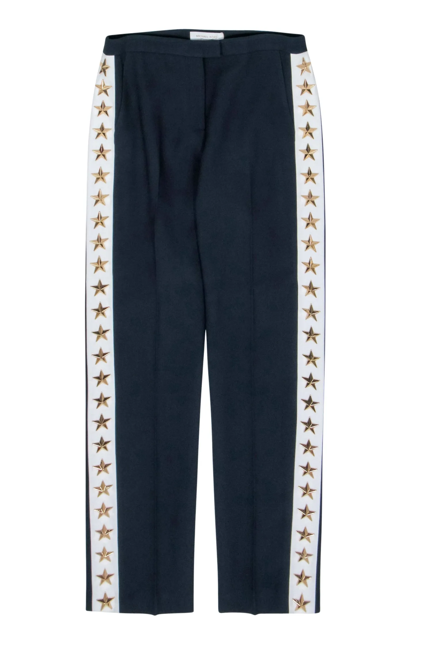 Michael Kors Collection - Navy Blue & White Trousers w/ Star Studs Sz 6