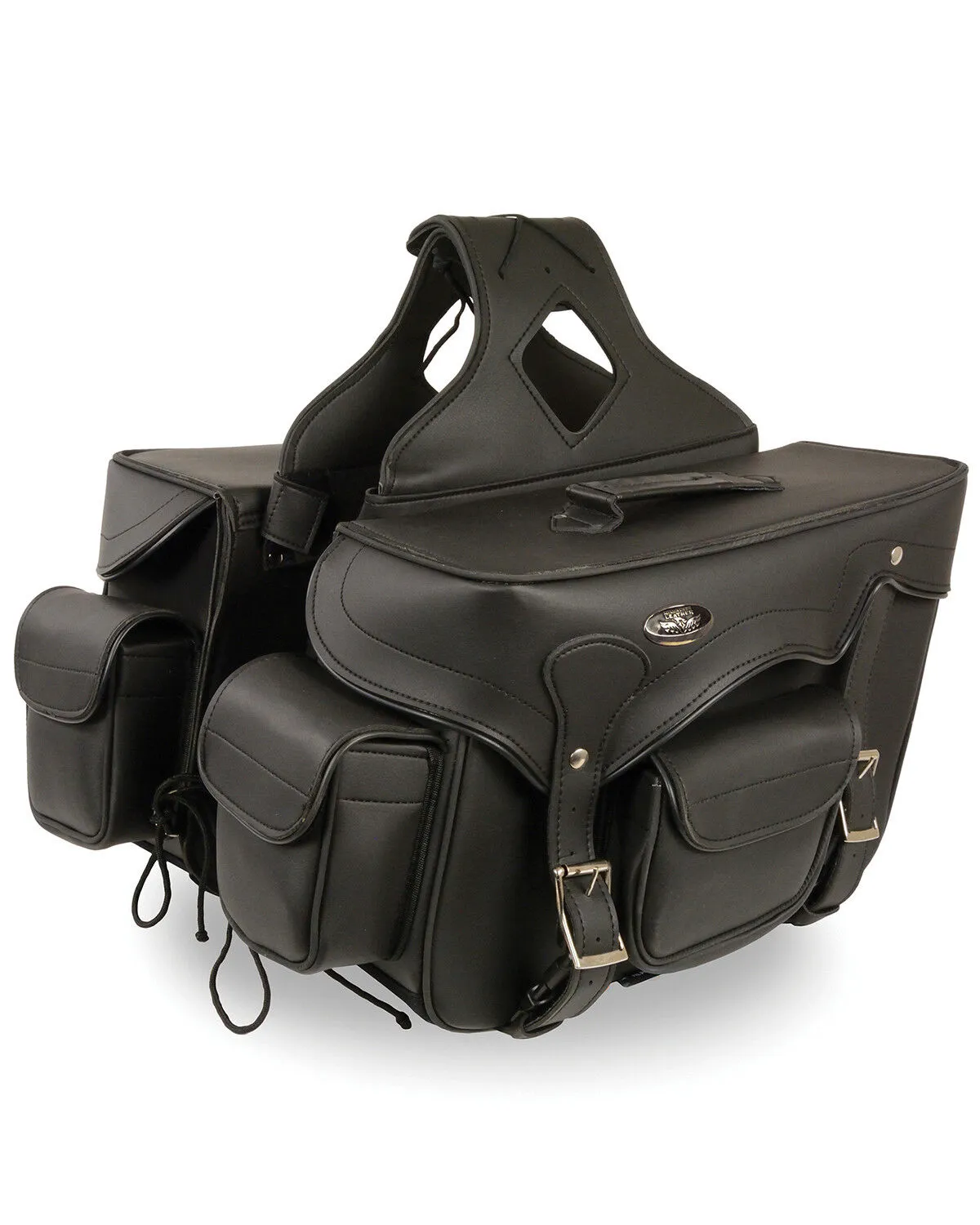 Milwaukee Leather Double Front Pocket Reflective Throw Over Saddle Bag