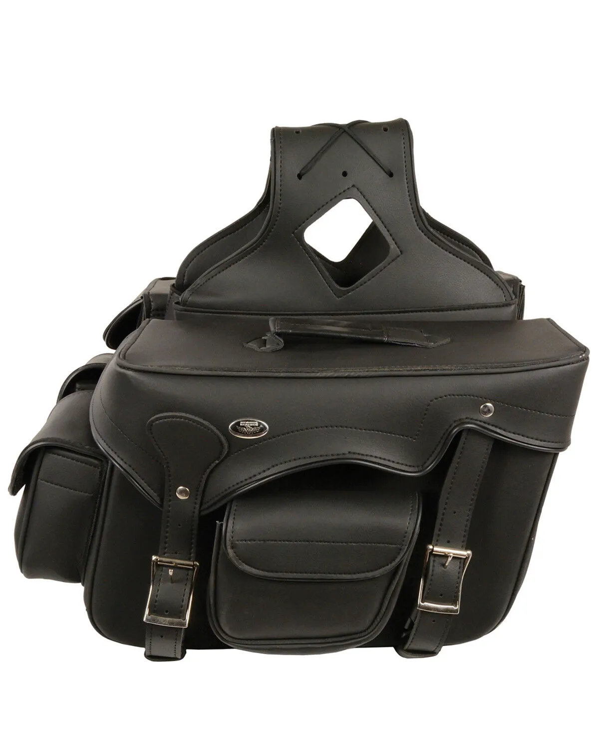 Milwaukee Leather Double Front Pocket Reflective Throw Over Saddle Bag