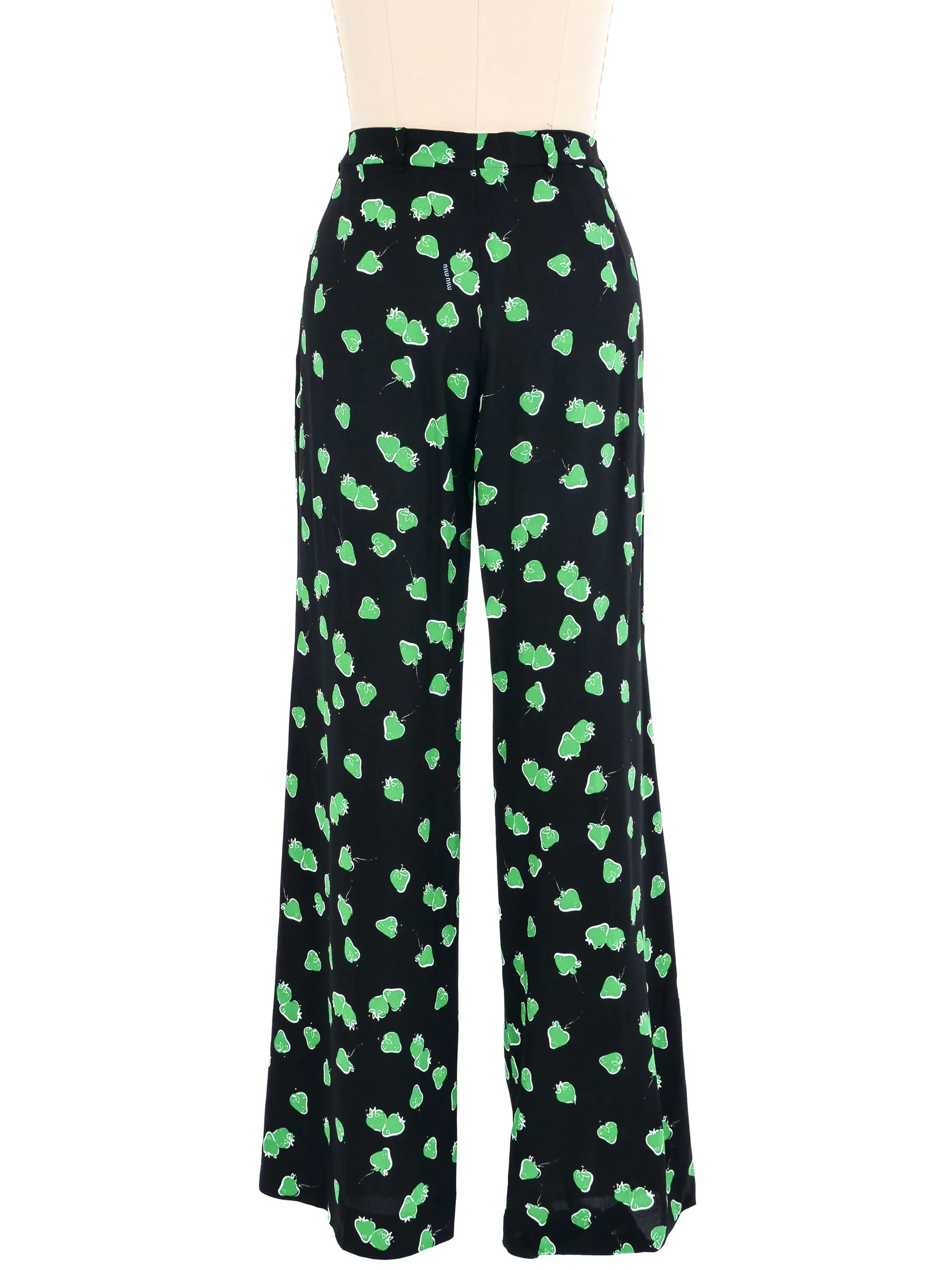 Miu Miu Strawberry Printed Crepe Trousers