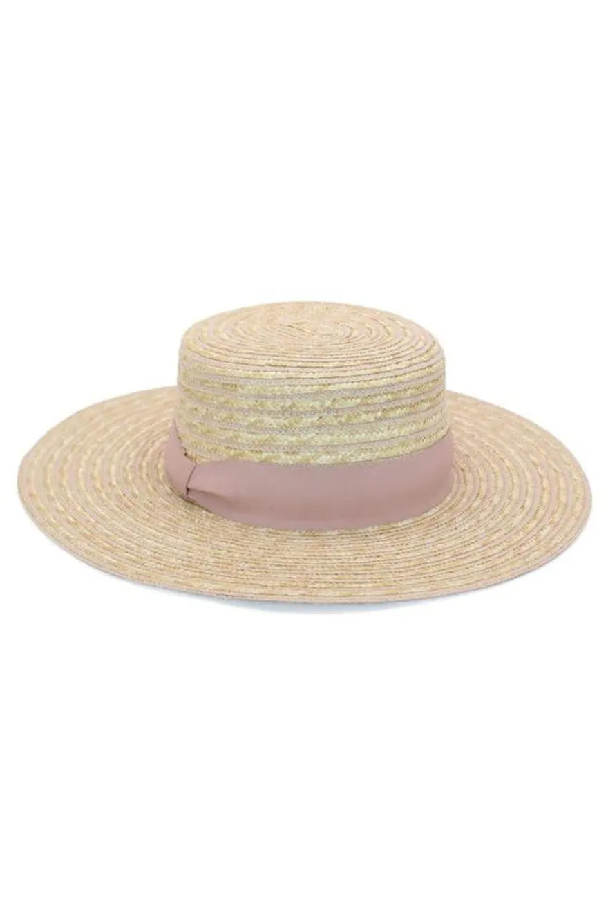 ----Morgan & Taylor   ----Harlow Boater Hat (Pink) ---