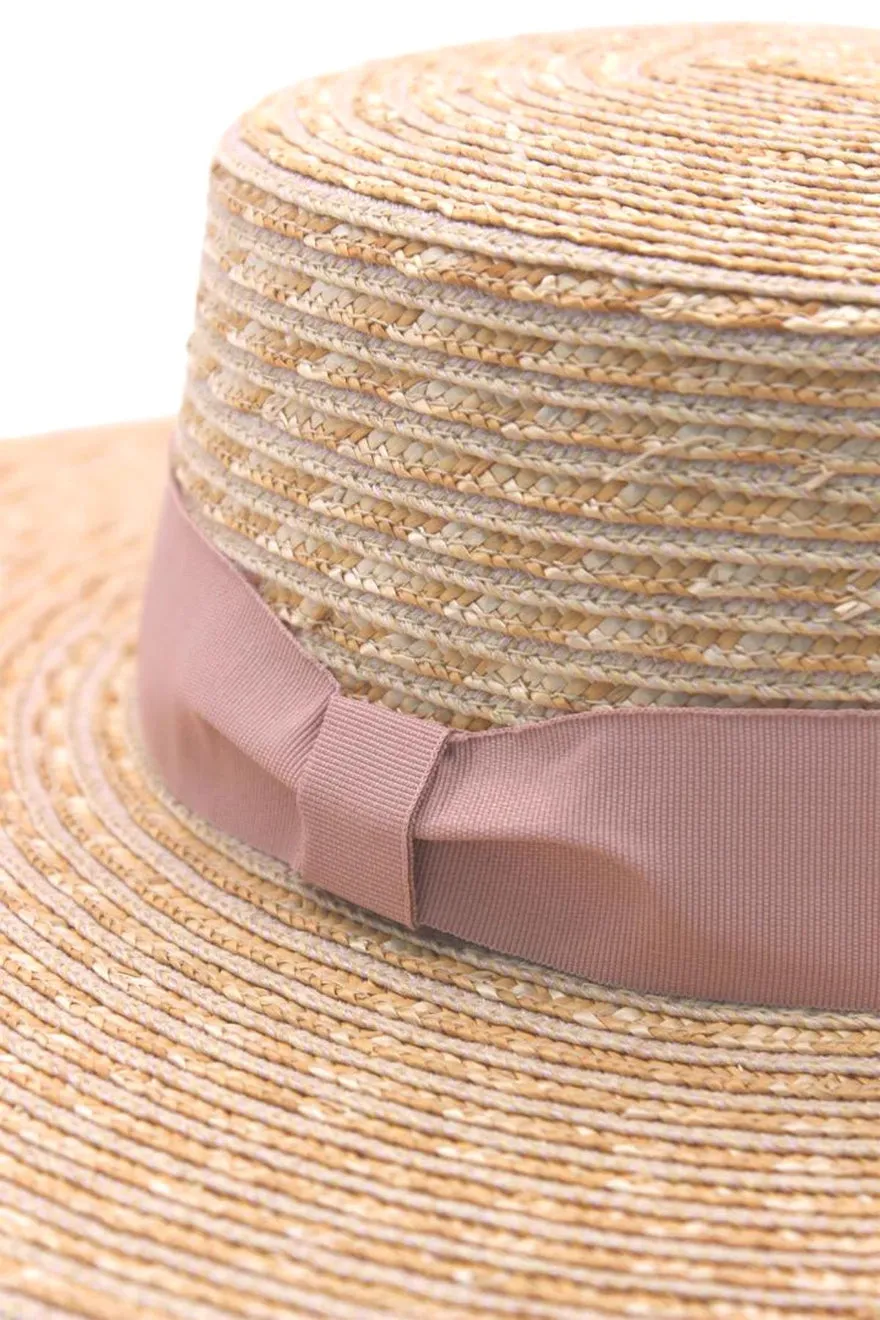 ----Morgan & Taylor   ----Harlow Boater Hat (Pink) ---