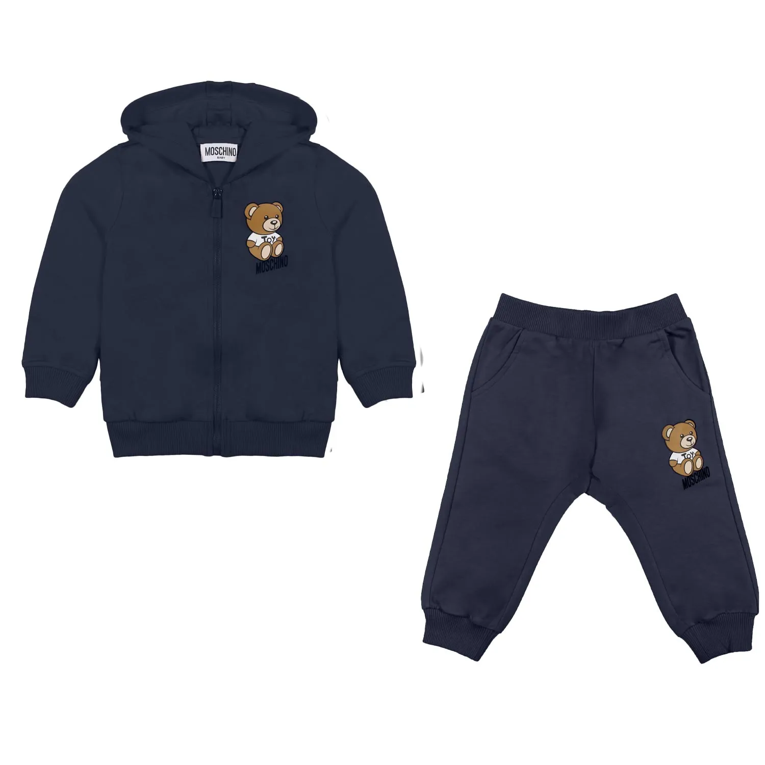 Moschino Baby Unisex Navy Blue Two-Piece Tracksuit With Teddy Bear