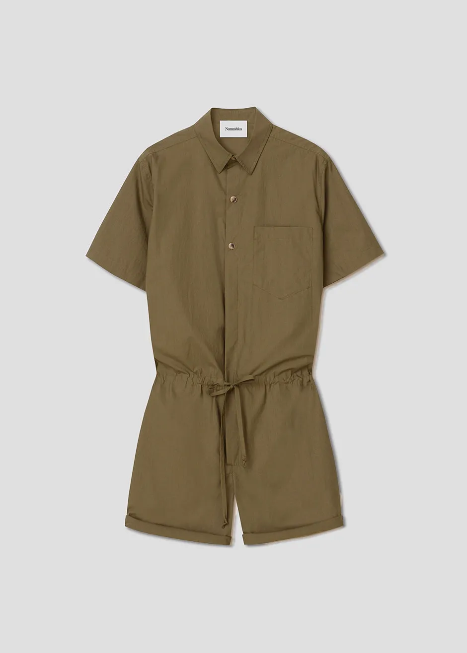 Nanushka Benja Short Sleeve Romper - Olive