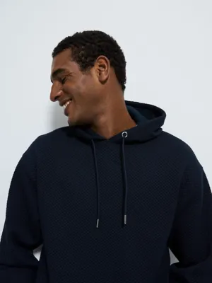 Navy Diamond Quilted Hoodie | Men | George at ASDA