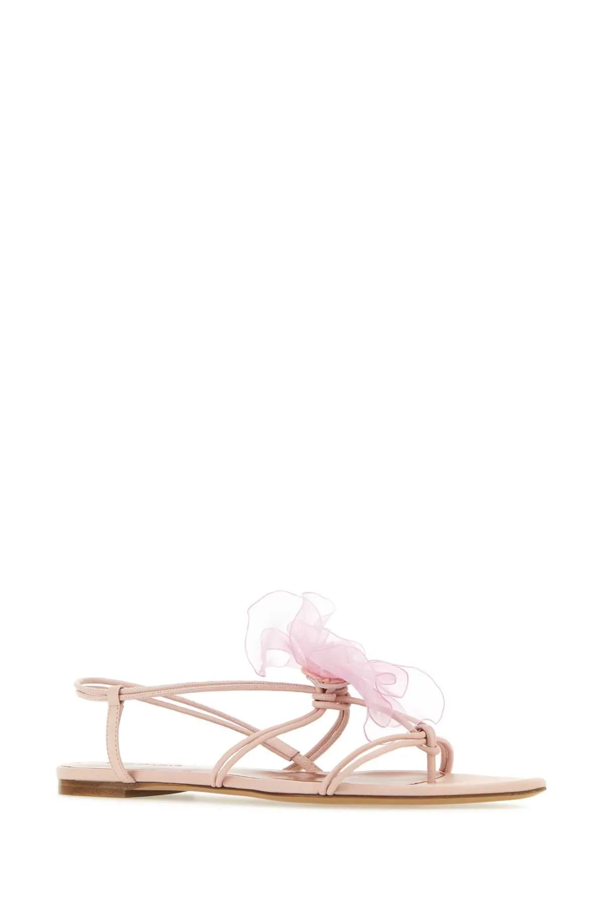 Nensi Dojaka Pastel Pink Nappa Leather Thong Sandals