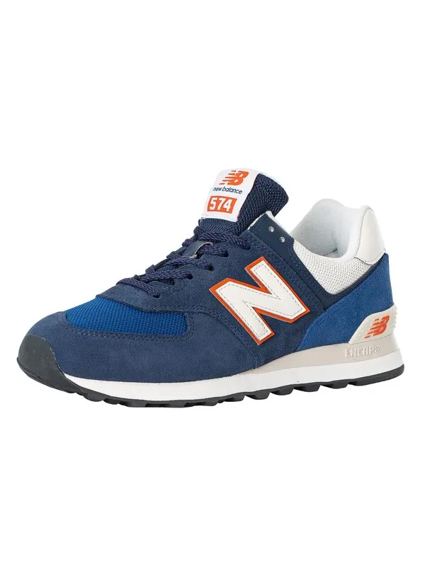 New Balance 574 Suede Trainers - Navy/Black