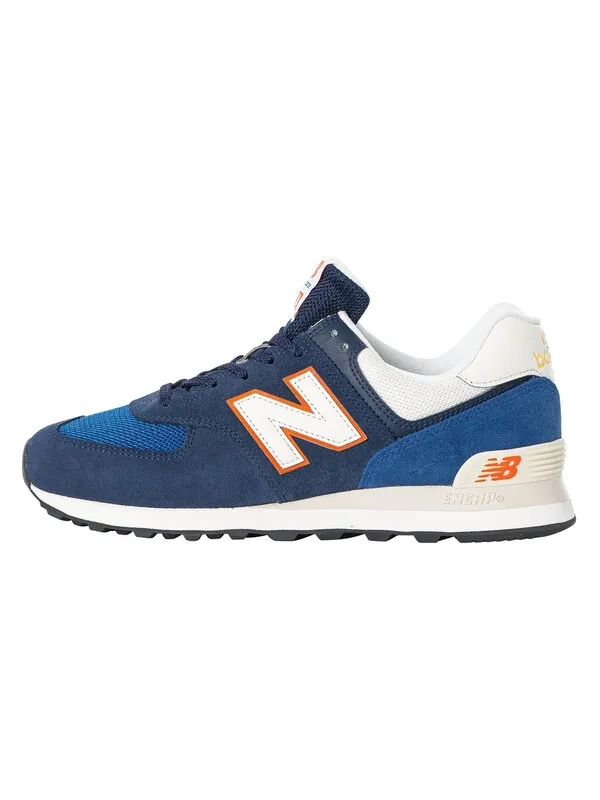 New Balance 574 Suede Trainers - Navy/Black