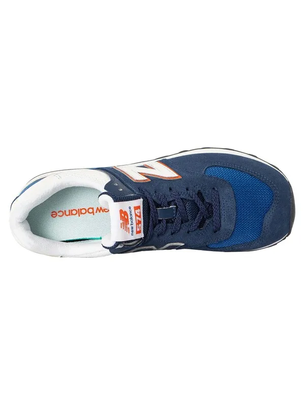 New Balance 574 Suede Trainers - Navy/Black