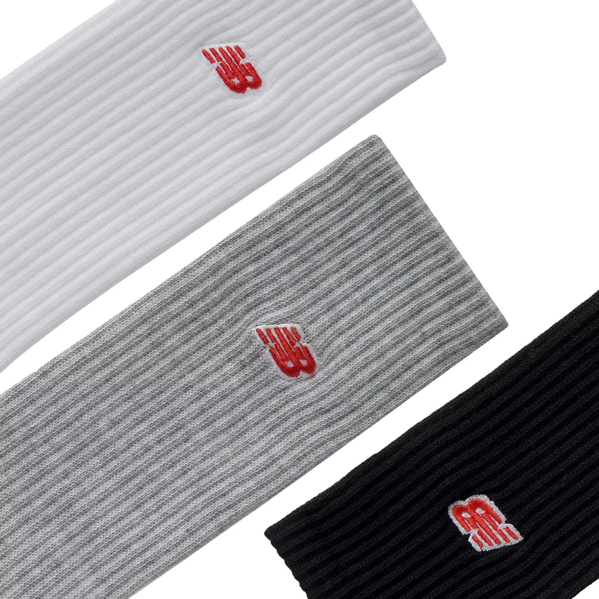 New Balance Red Patch Logo Crew 3 Pack - Grey, White and Black