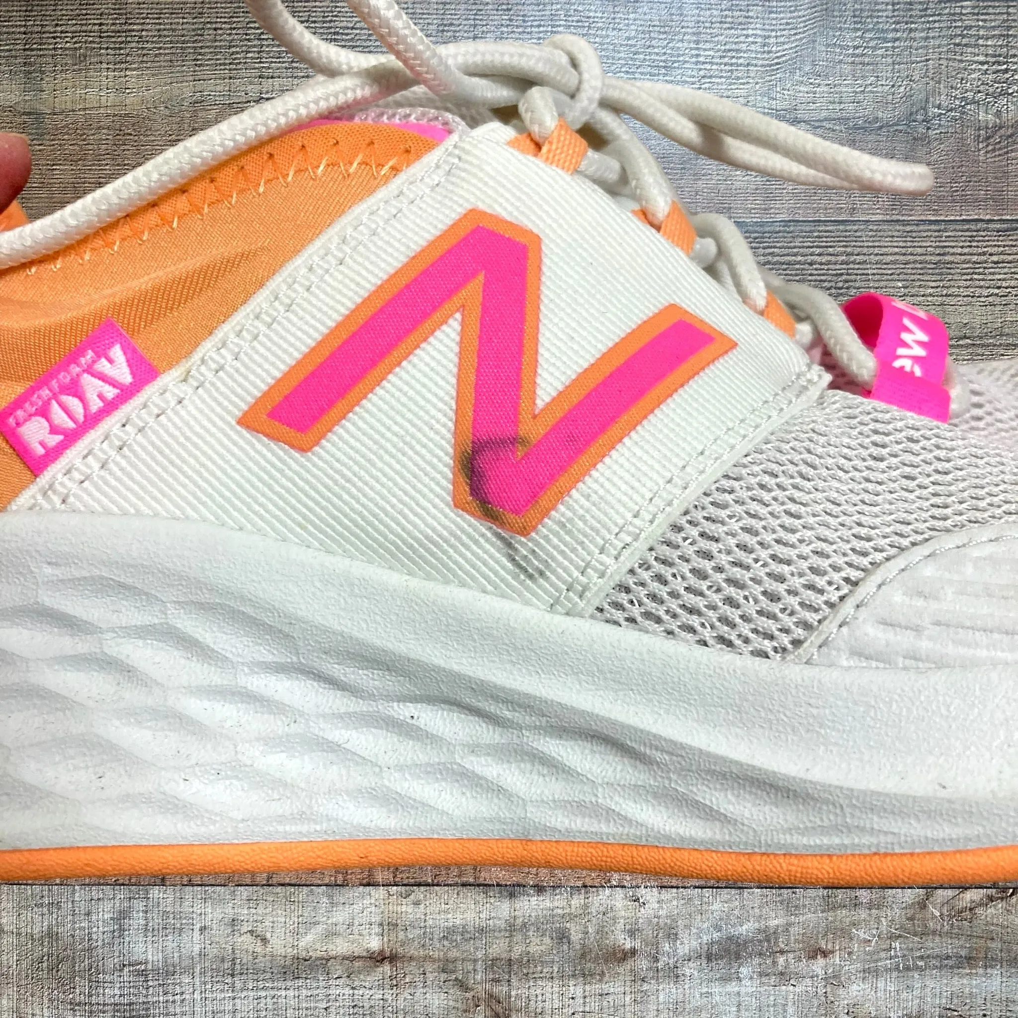 New Balance White/Orange/Pink Fresh Foam Roav Sneakers- Size 7.5 (see notes)