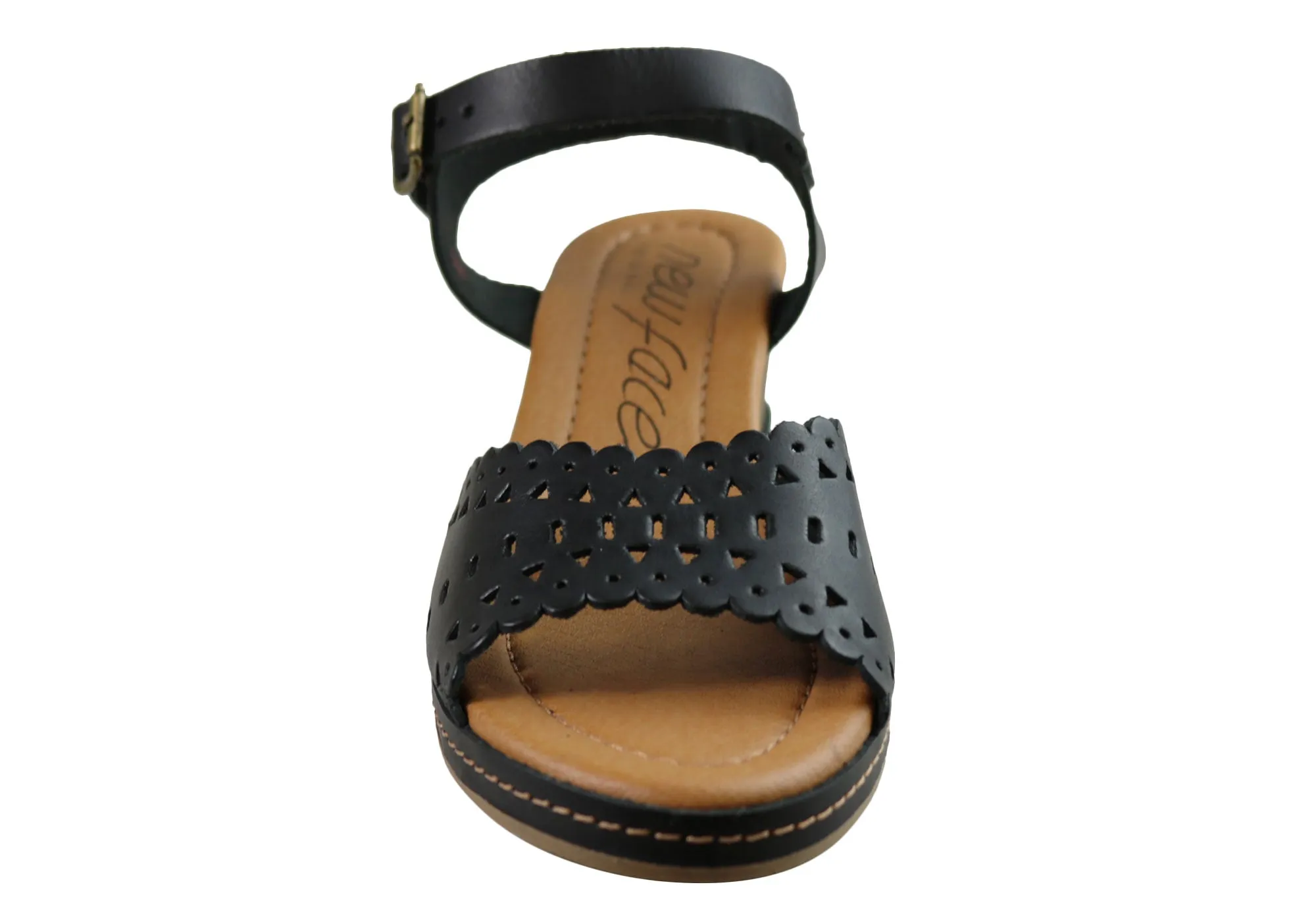 New Face Dorita Womens Leather Wedge Sandals Made In Brazil