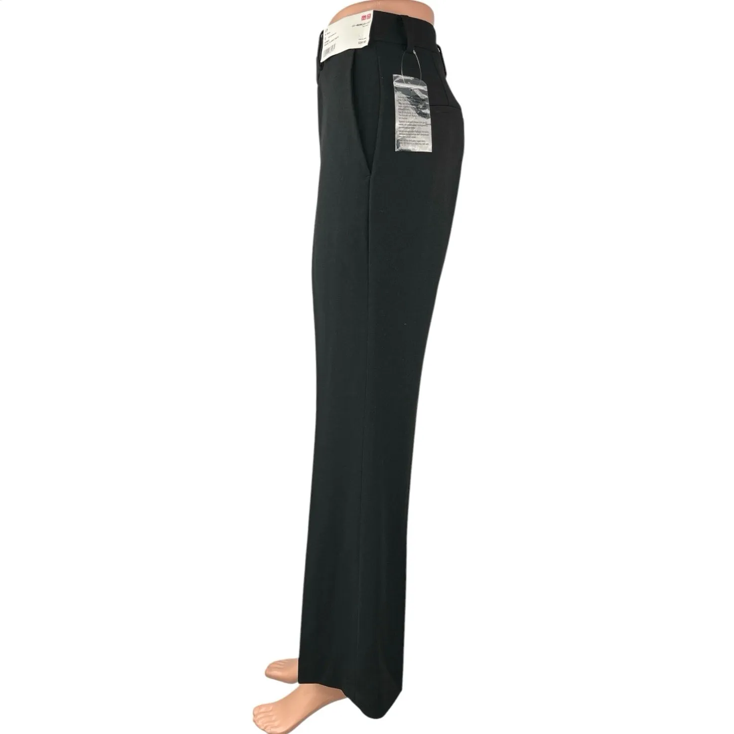 NEW Uniqlo Women's Black Draped Flared High Waist Ankle Trousers Dress Pants 0