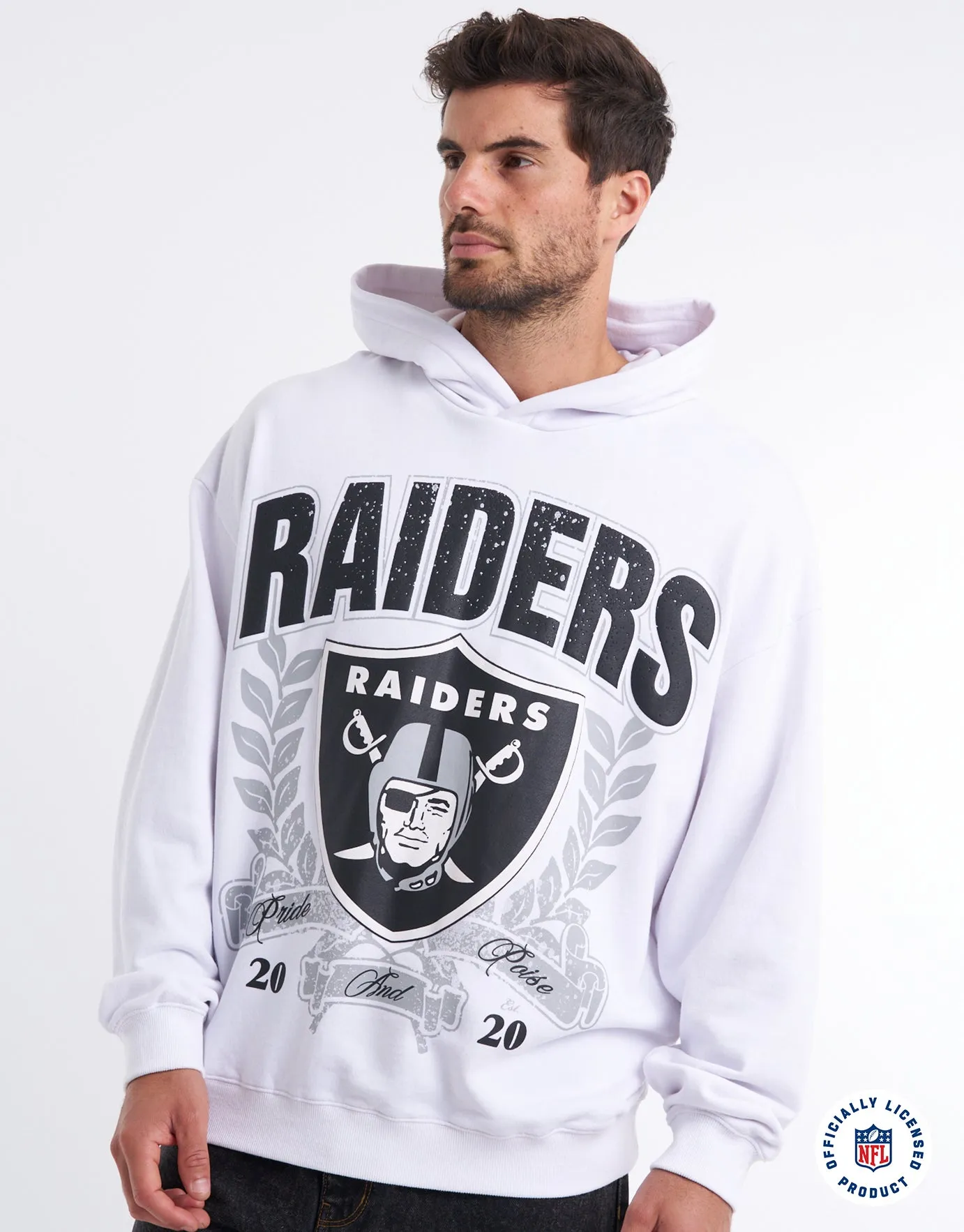 NFL Raiders XI Hoodie in White | Hallensteins NZ