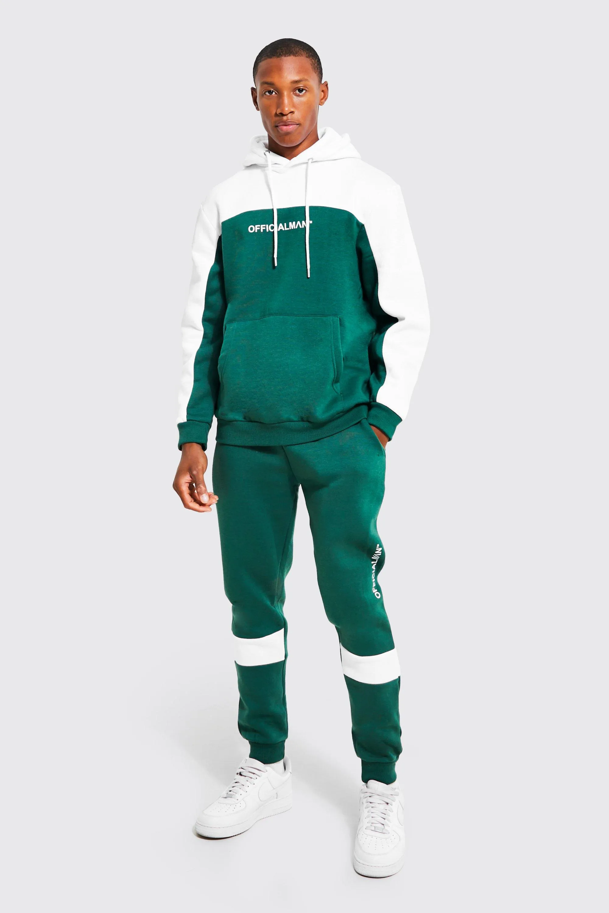 Official Man Hooded Colour Block Tracksuit | boohooMAN UK