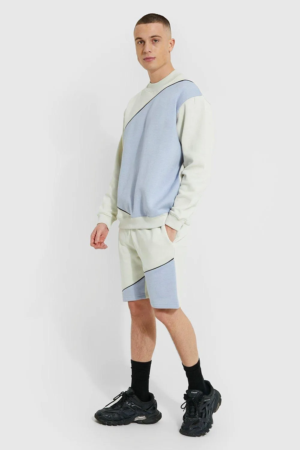 Oversized Man Colour Block Short Tracksuit