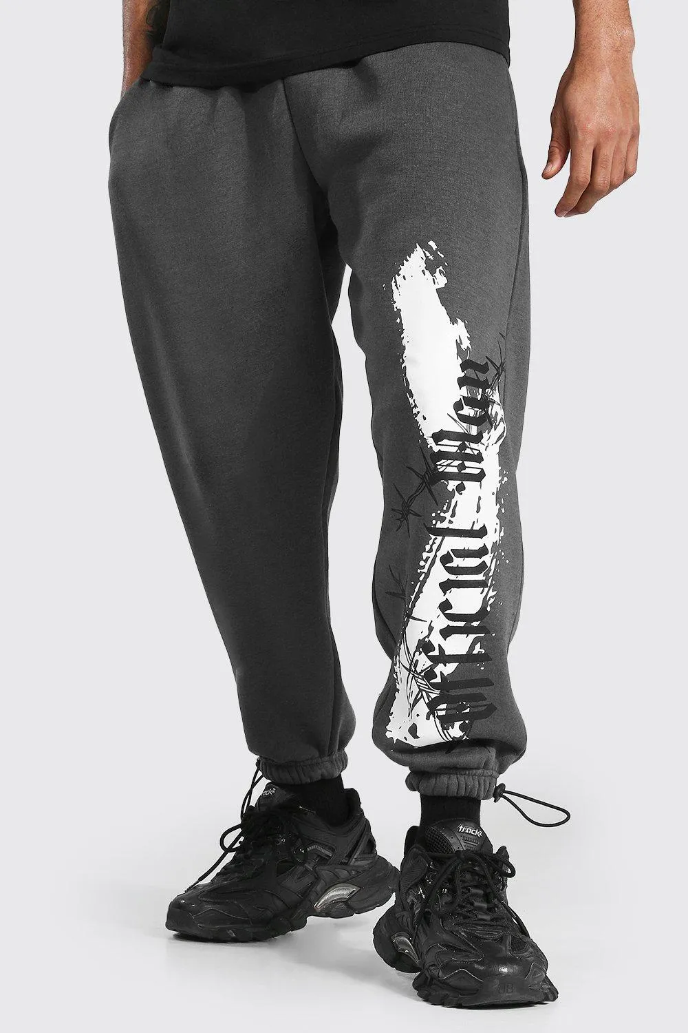 Oversized Official Man Barbed Wire Joggers | boohooMAN UK