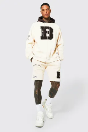 Oversized Varsity Zip Through Short Tracksuit