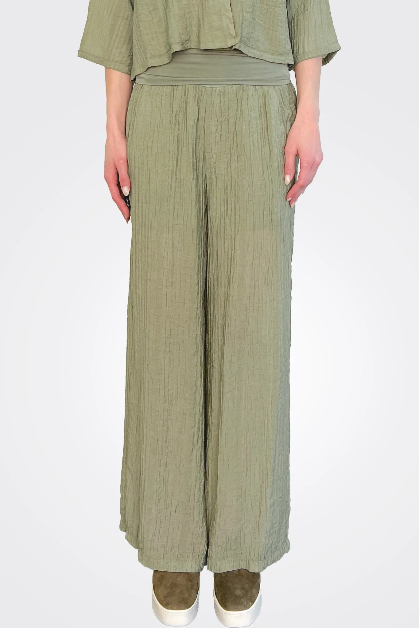 Palazzo Textured Trousers - Green Water