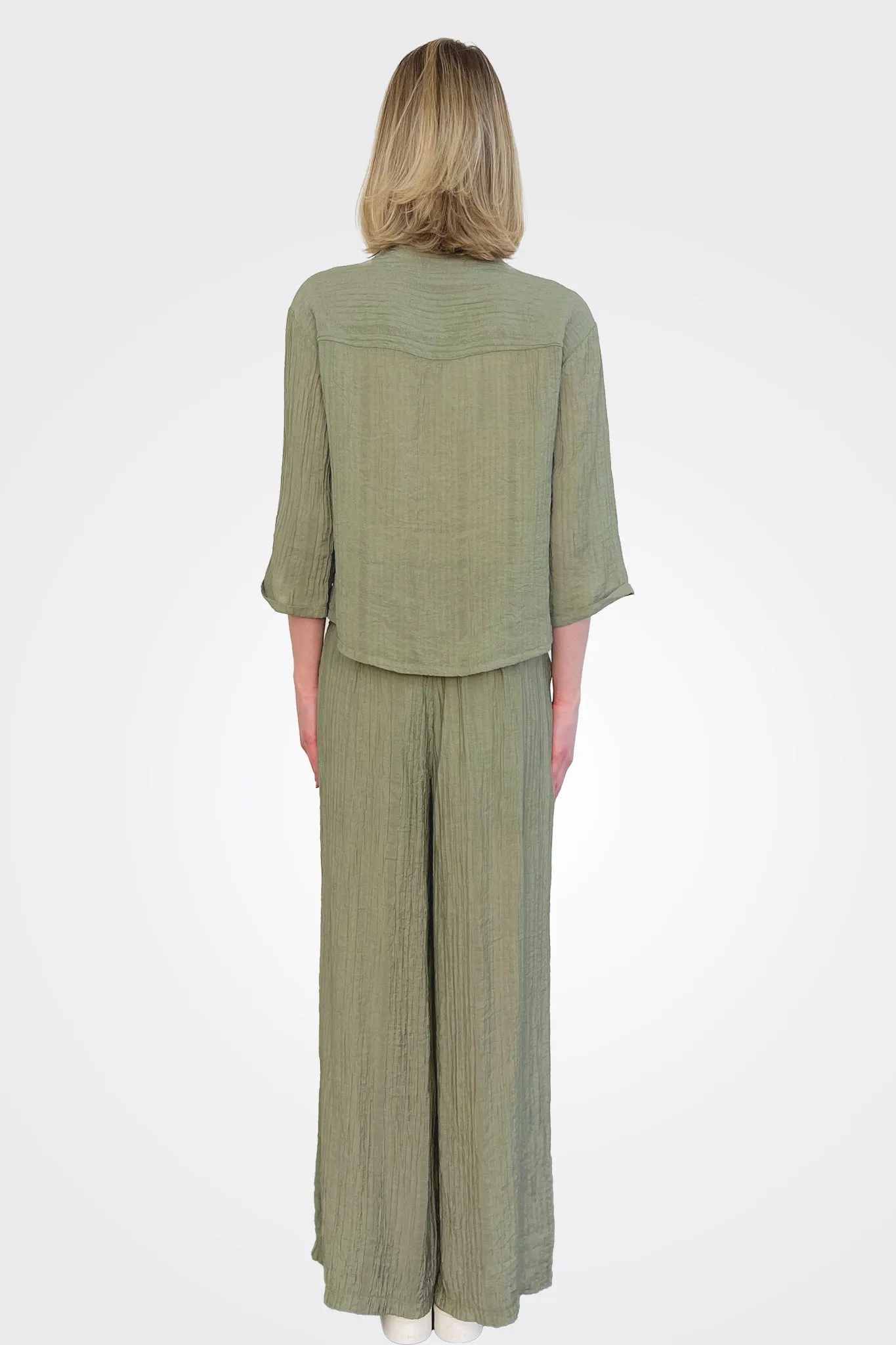 Palazzo Textured Trousers - Green Water