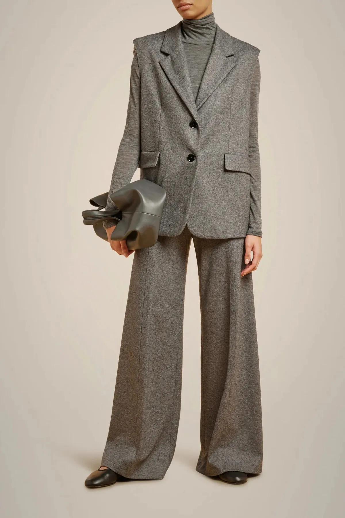 Palazzo Trousers - Grey Melange