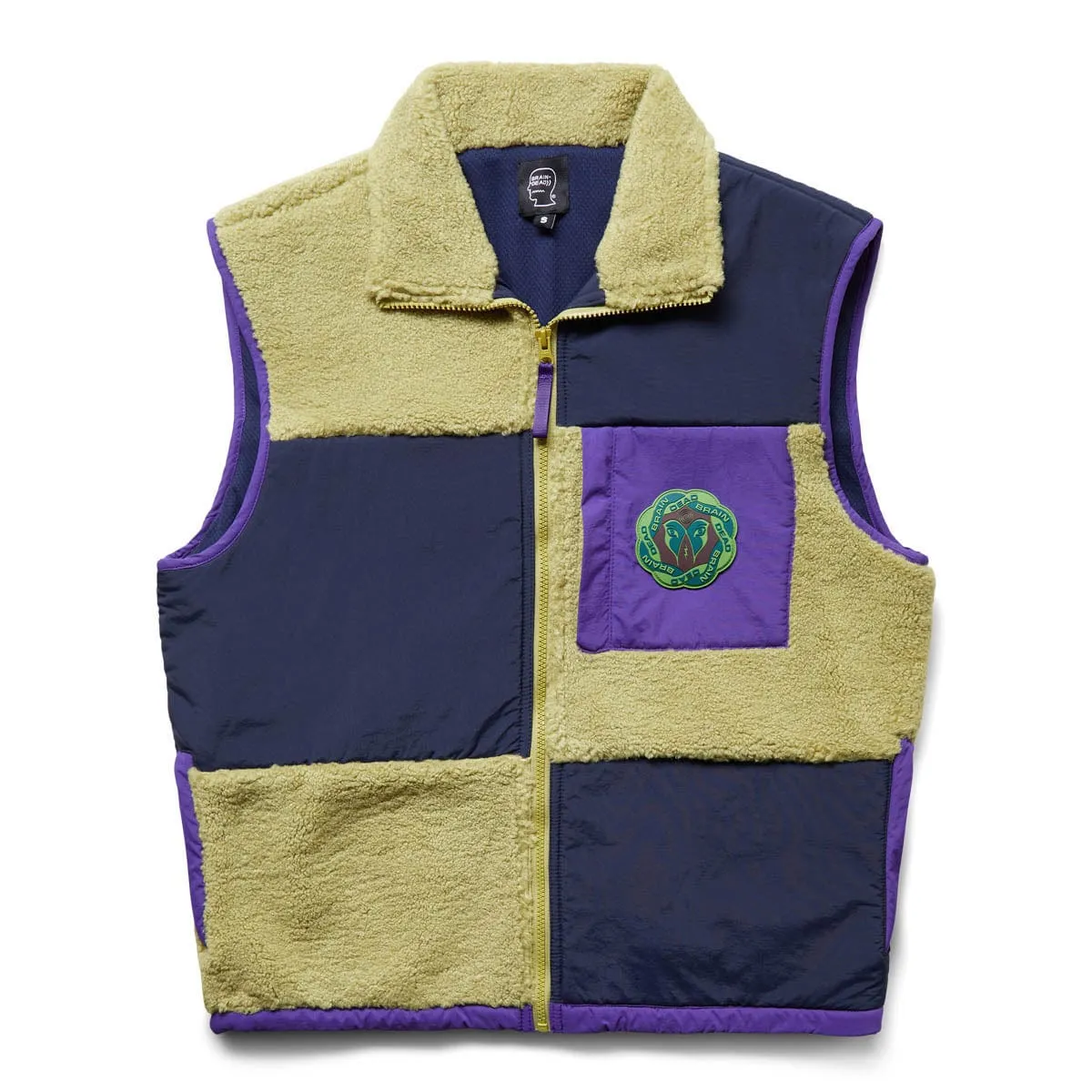 PANELED FIELD VEST NAVY/LIME | Bodega