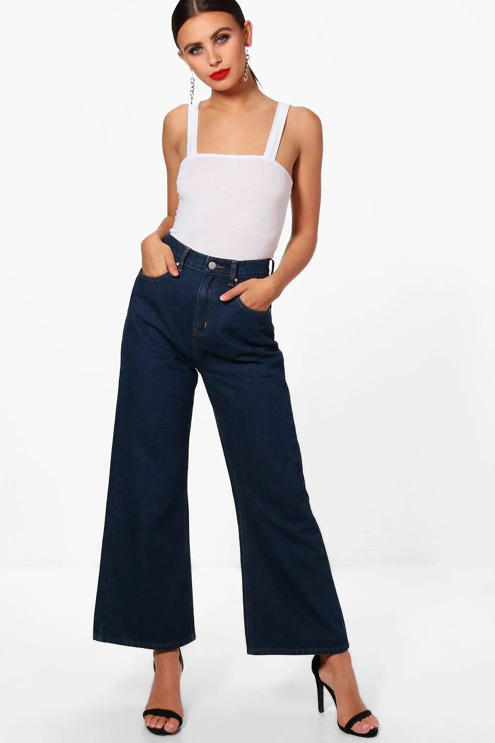 Petite  Cropped Wide Leg Jeans