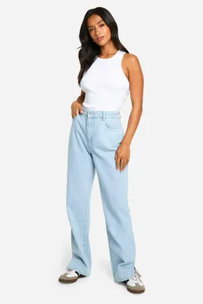 Petite High Waist Split Hem Jeans