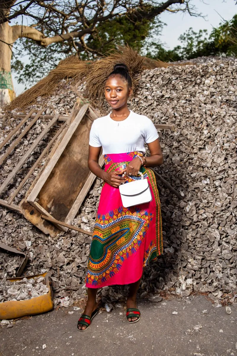 Pink Dashiki Maxi Skirt