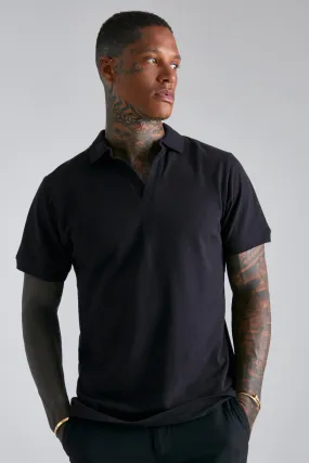 Pique V-Neck Polo | boohooMAN UK