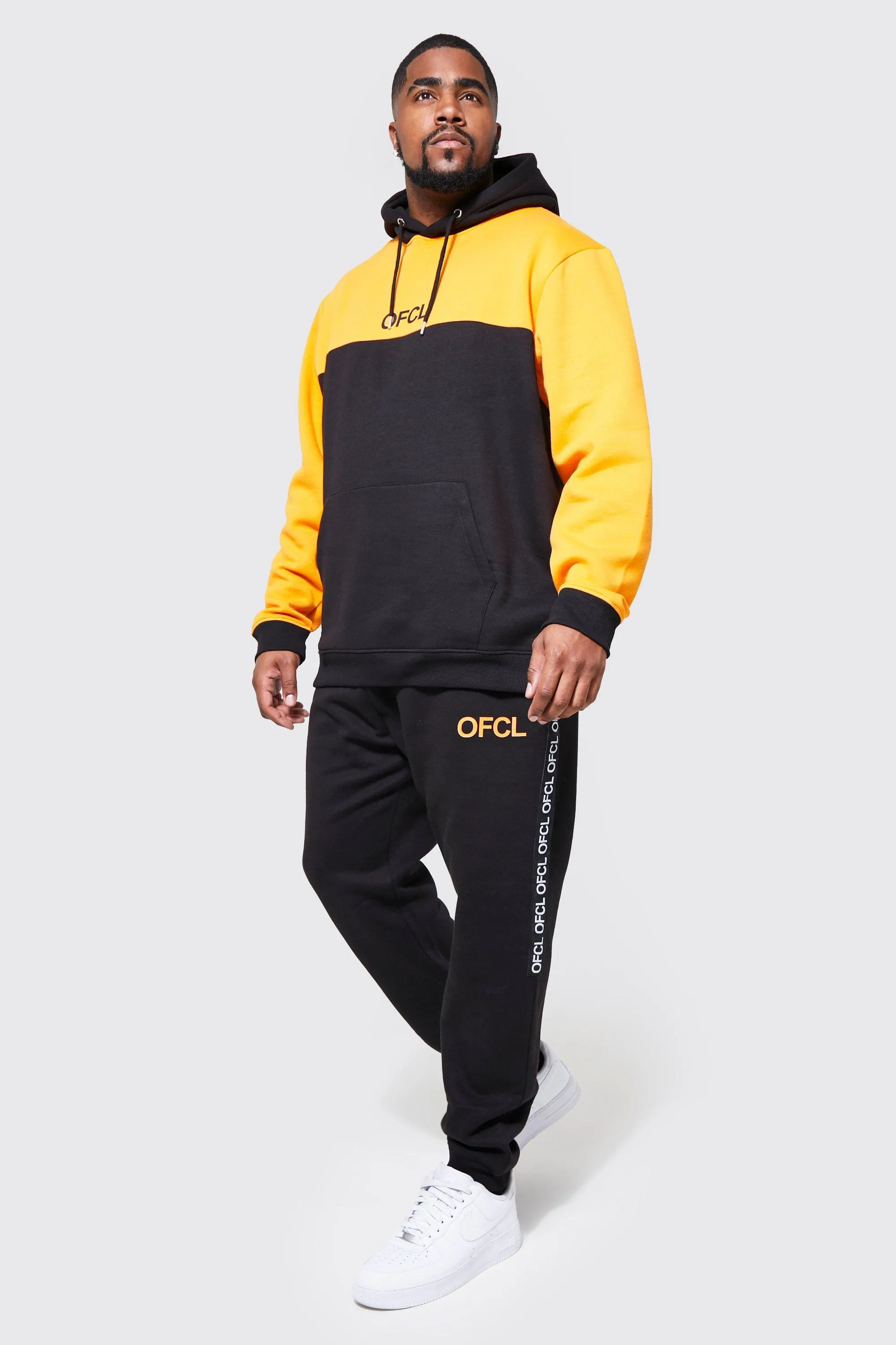 Plus Offcl Tape Colour Block Tracksuit | boohooMAN UK