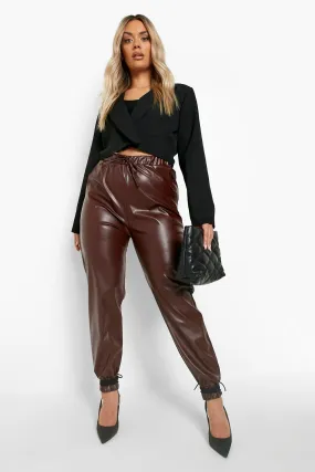 Plus Pu Faux Leather Joggers