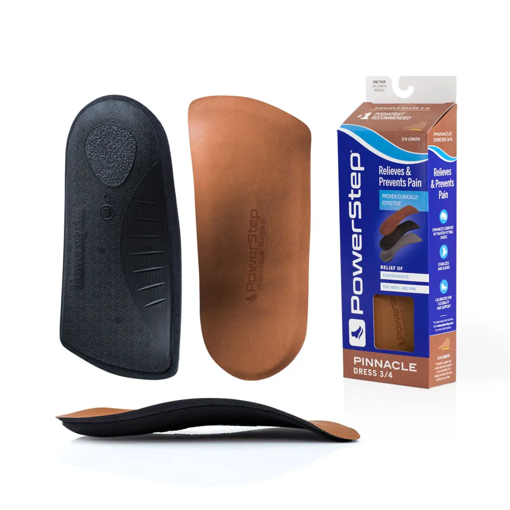 PowerStep Dress 3/4 Insoles | Arch Pain Relief Orthotic for Tight Dress Shoes