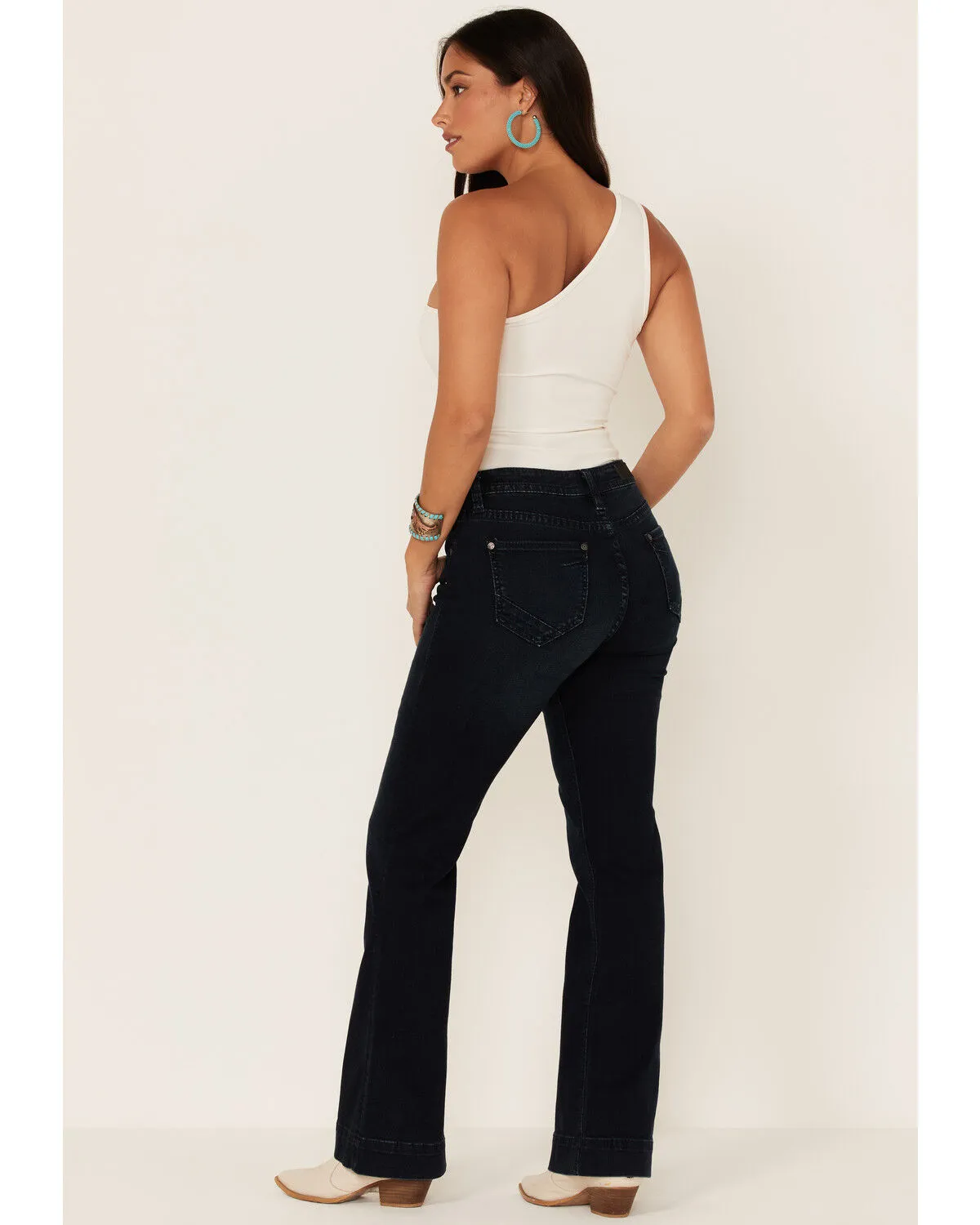 Product Name:  Rock & Roll Denim Women's Dark Mid Rise Trousers