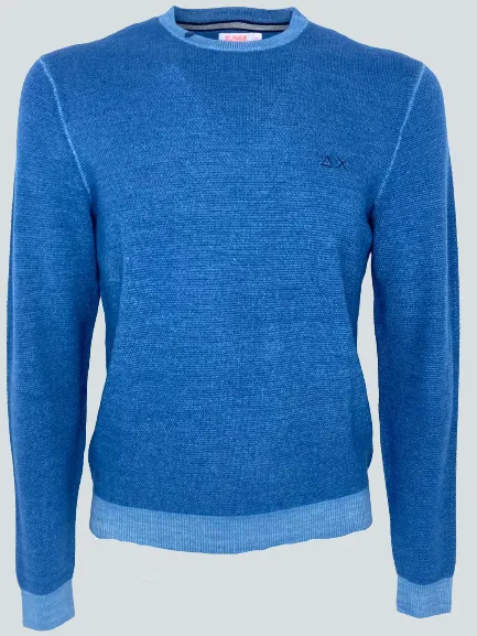 PULLOVER UOMO BLU 100% LANA