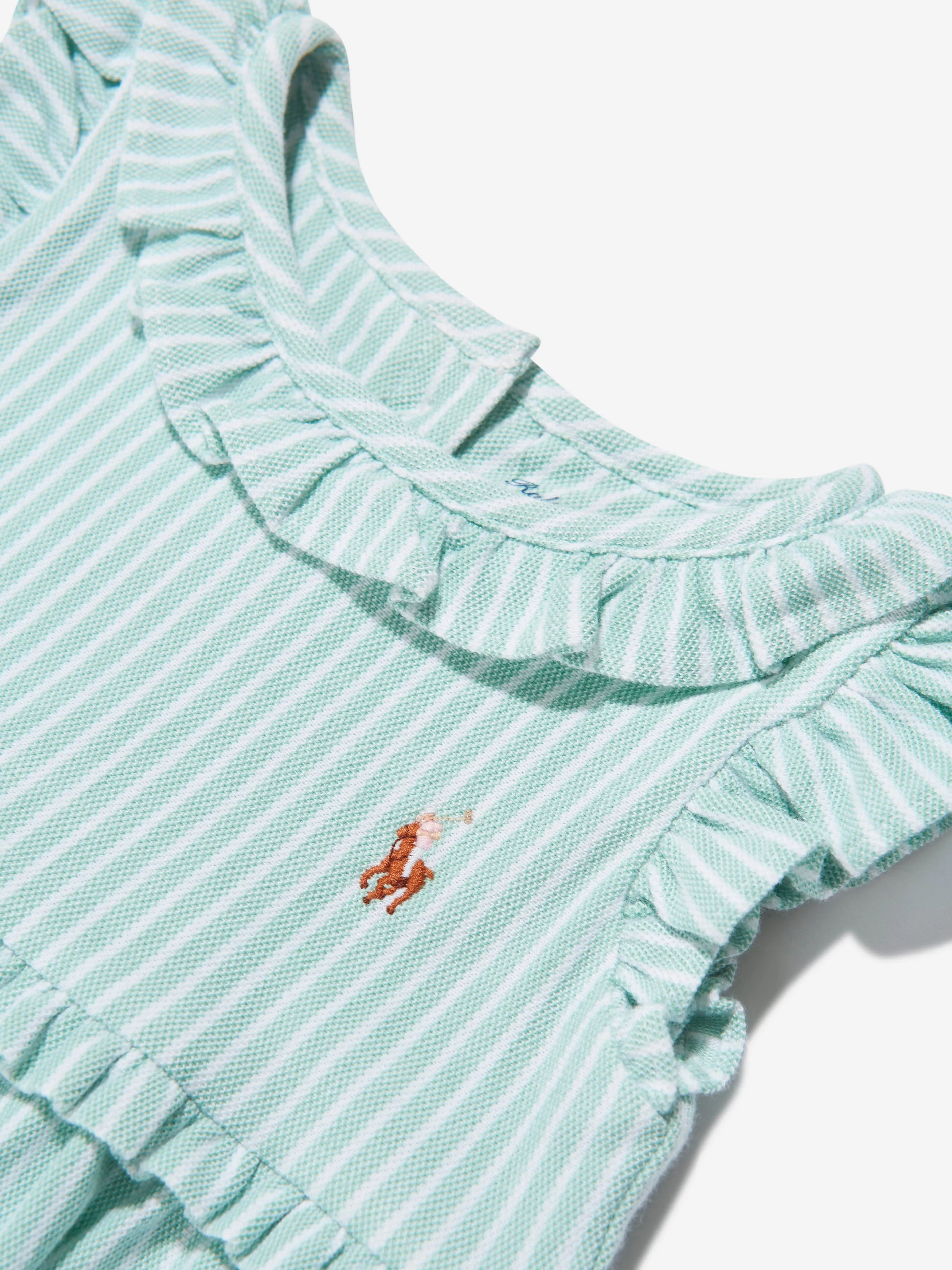 Ralph Lauren Baby Girls Striped Bubble Romper in Green