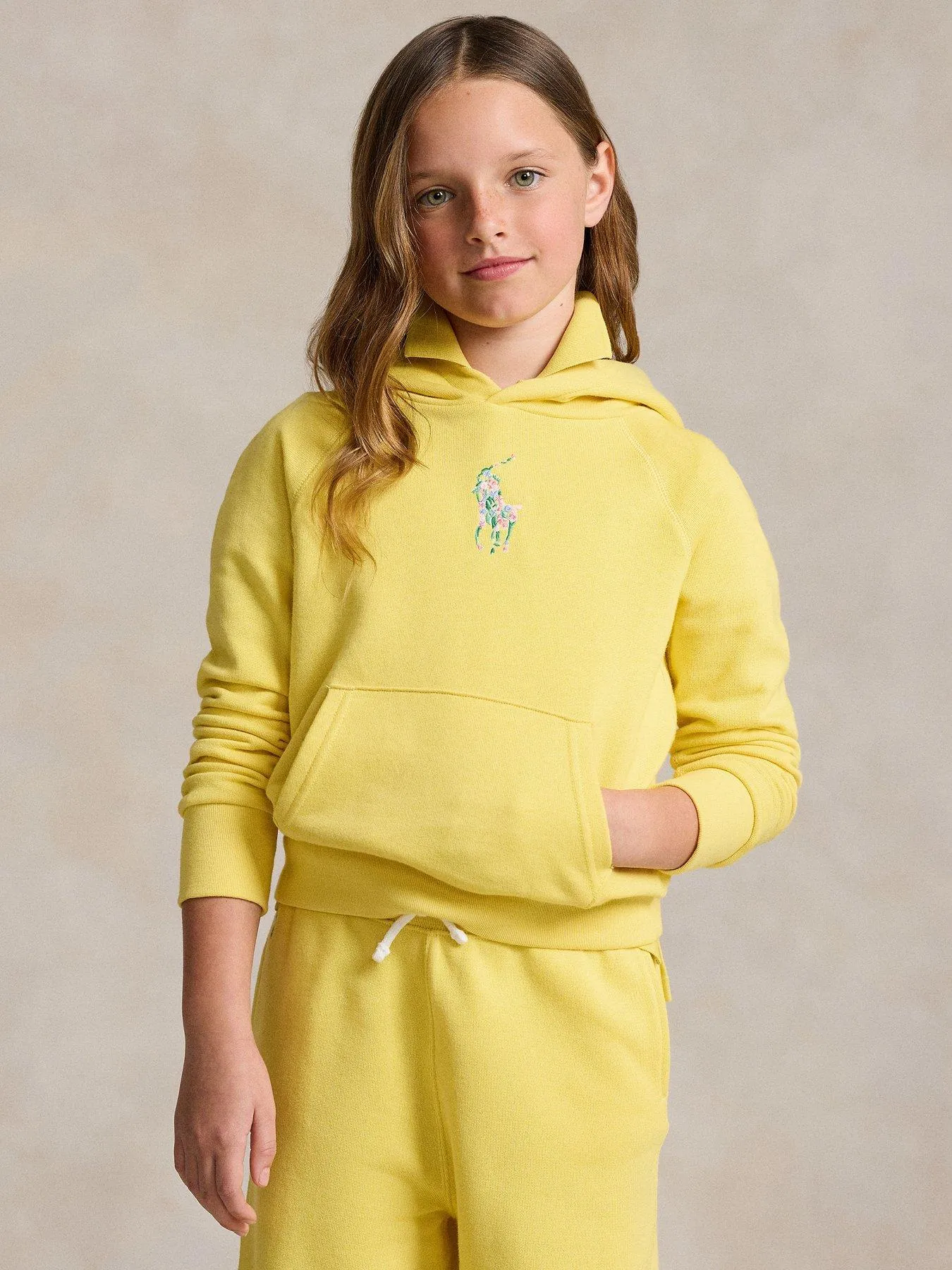 Ralph Lauren Girls Pony Print Hoodie - Oasis Yellow