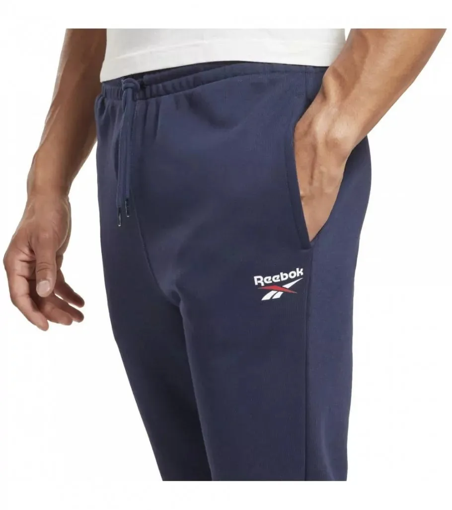 REEBOK MEN'S FT LOGO NAVY TRACKPANTS