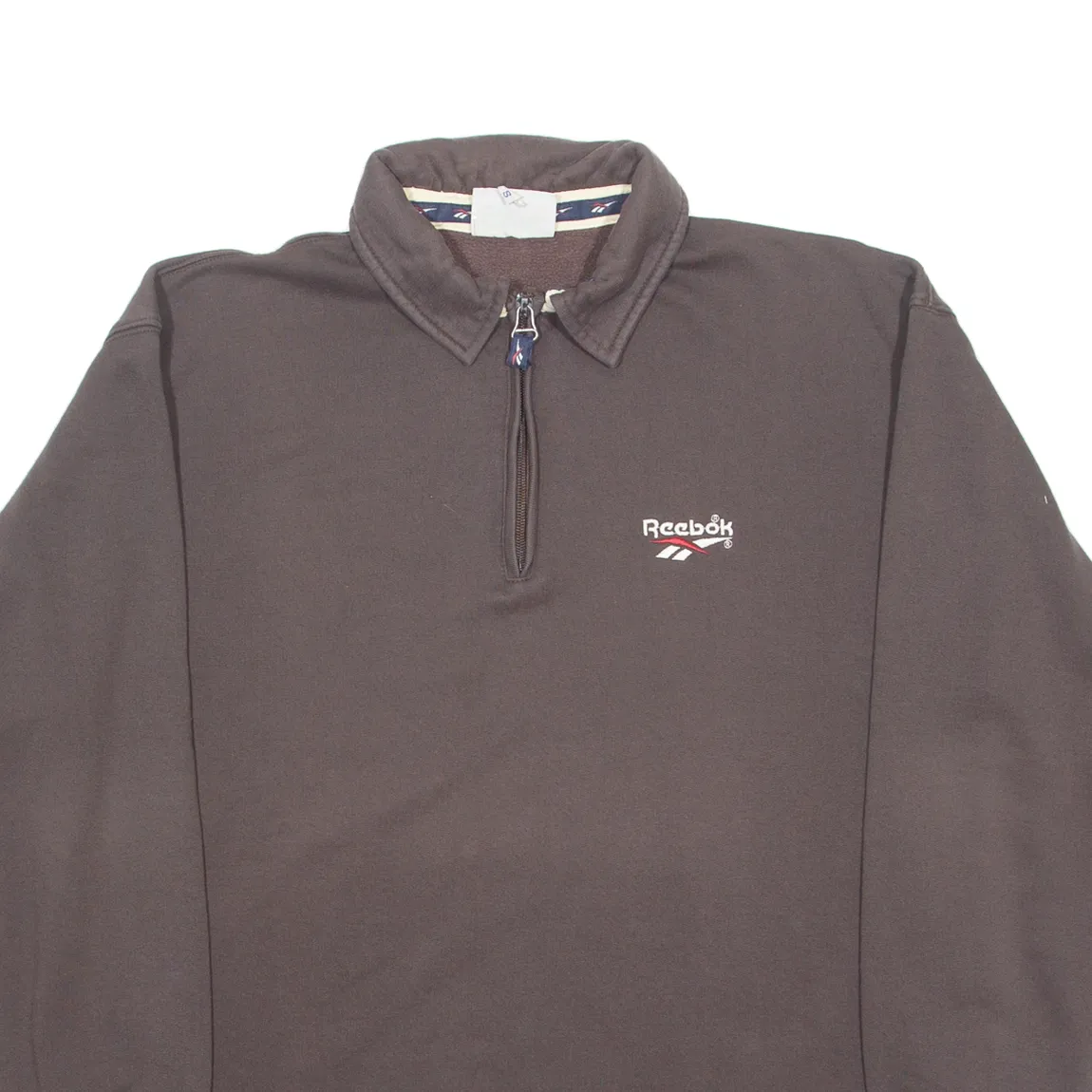 REEBOK Mens Sweatshirt Brown 1/4 Zip S