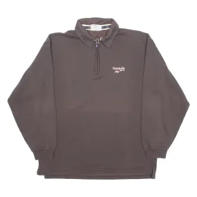 REEBOK Mens Sweatshirt Brown 1/4 Zip S