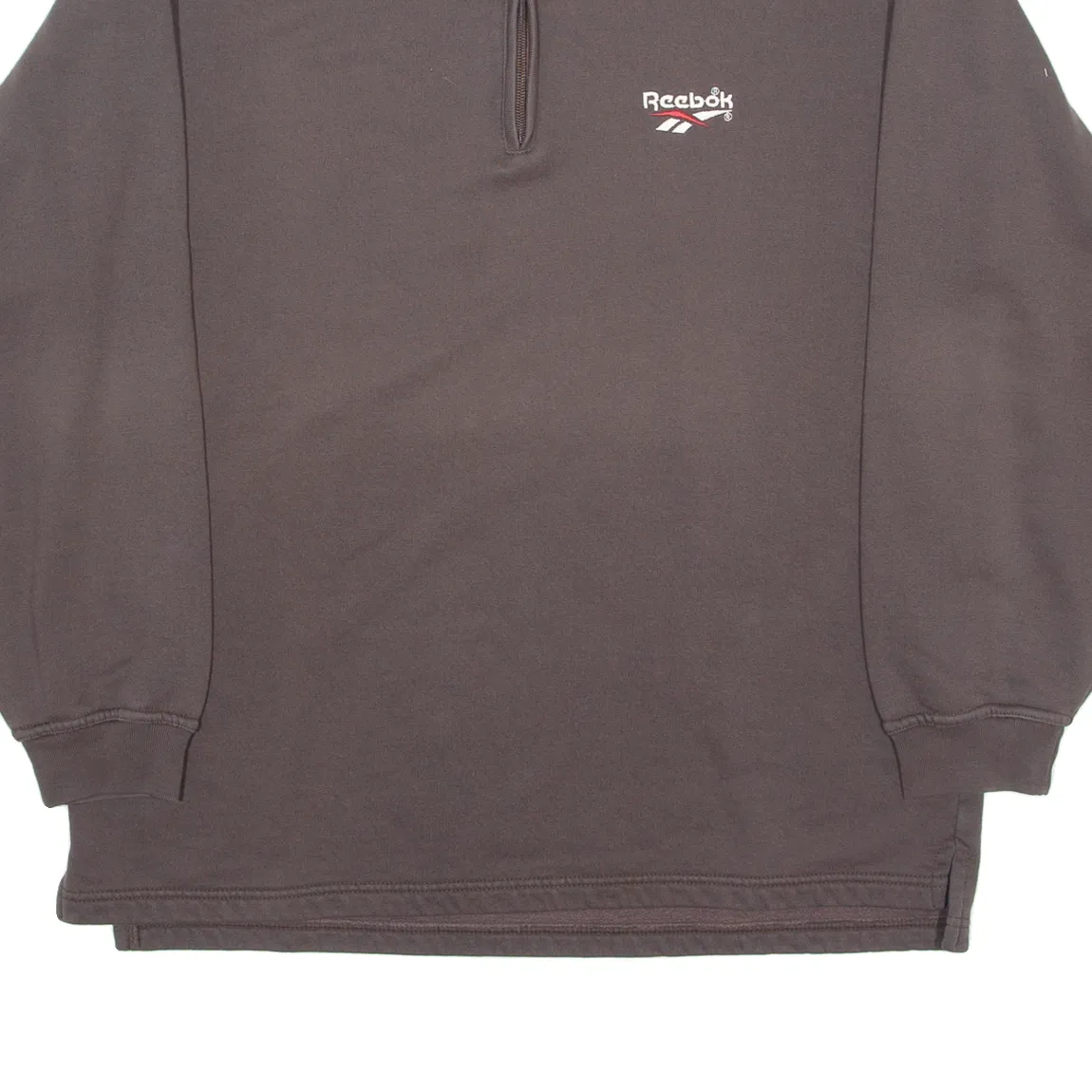 REEBOK Mens Sweatshirt Brown 1/4 Zip S