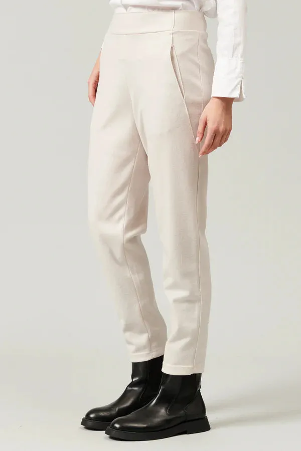 Regular Fit Boiled Wool Knit Trousers - Ice